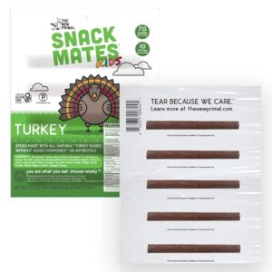 The New Primal Snack Mates Turkey Sticks, Gluten Free Healthy Snacks for Kids, Low Sugar High Protein Kids Snack for School, Mini Paleo Jerky Meat Stick, 7g Protein, 45 Calories, 10 Pack