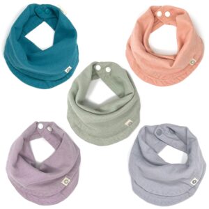 kishu baby indi gots organic infinity scarf bib set - 4-way reversible, 8 layer muslin drool bibs (daybreak)