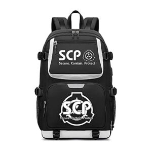 tpstbay scp foundation large daypack cartoon bookbag unisex travel bagpack oxford laptop backpack with usb port(3)
