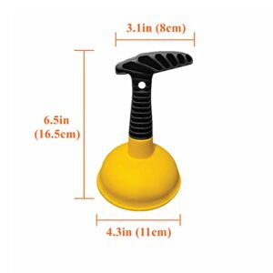 Cuzlarmul Sink Plunger, Easy to use Mini Plunger with Short Handle, Powerful Plunger Unclogging Tool for Kitchen Sink, Shower, Bathroom Drains, Bath, Yellow