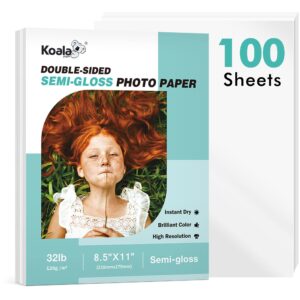 koala thin double sided semi-gloss photo paper 8.5x11 inch 100 sheets 32lb for inkjet and laser printer for menu flyer print