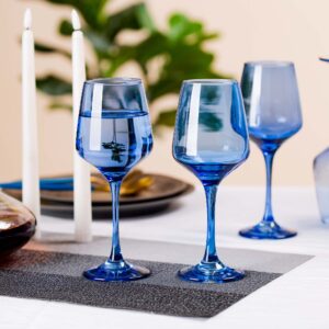 SUNNOW 12 Ounce Colored Crystal Wine Glass,for Home Dinning, Bar and Party,6 Pack,COBALT BLUE