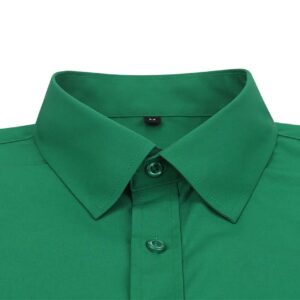 corfty Men Long Sleeve Dress Shirt - Regular Fit Stretch Free-Wrinkle Casual Button Down Shirt (Grass Green, XX-Large)