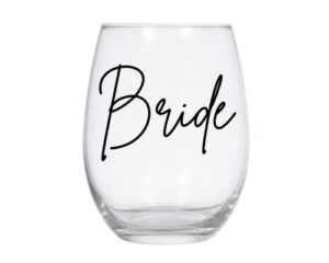 bride stemless wine glass, bride wine glass, gift for bride, gift for her, wedding gift