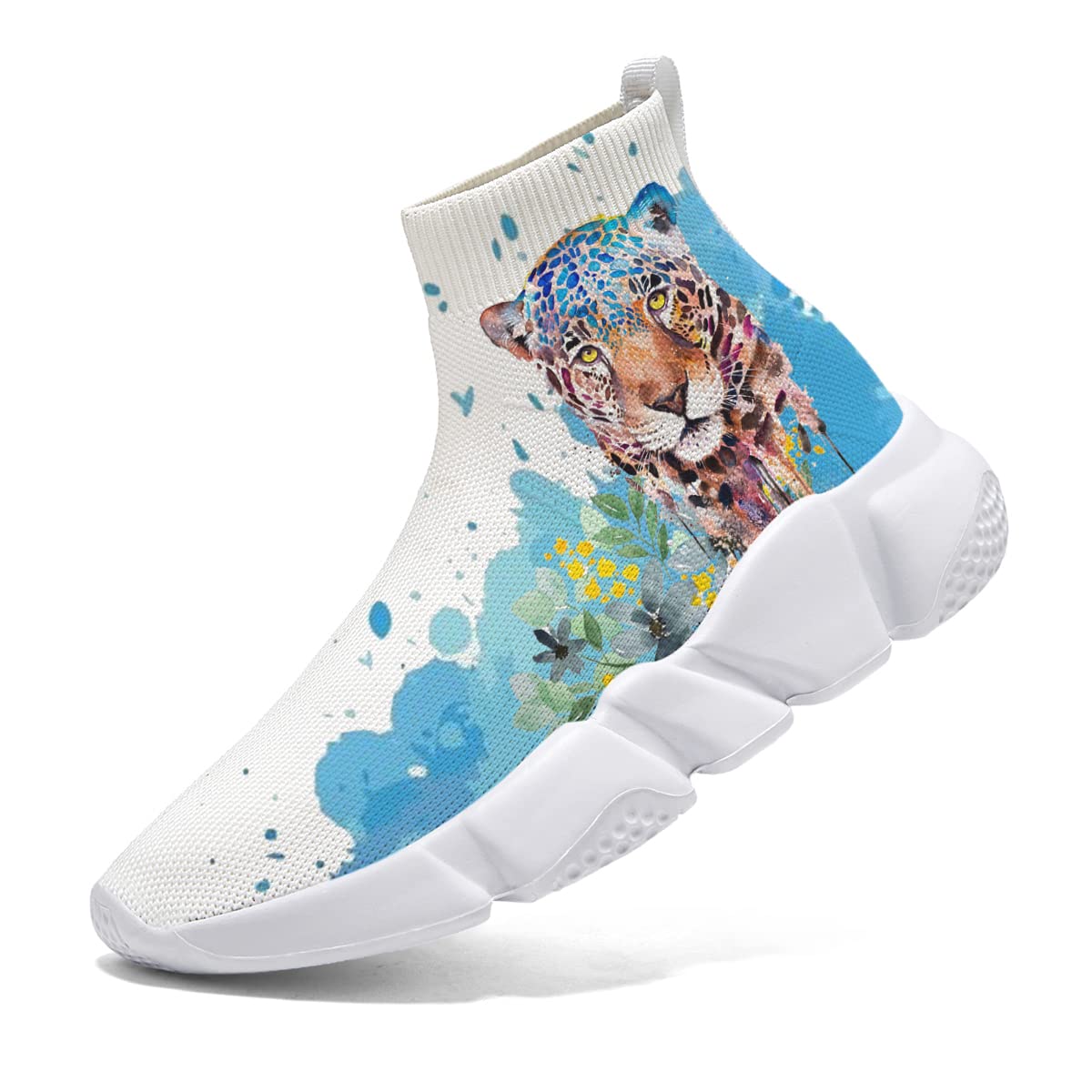 Comfortable Sock Shoes for Womens Watercolor Art Sneakers Casual Walking Shoes 8