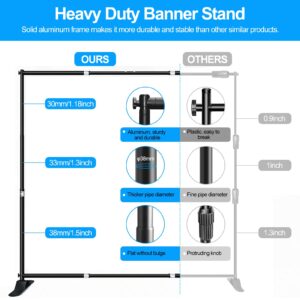 FUDESY 8x8 ft Backdrop Banner Stand, Heavy Duty Adjustable Background Stand Kit with Carrying Bag, Step and Repeat Photography Frame Stand for Trade Show Display Photo Booth Parties