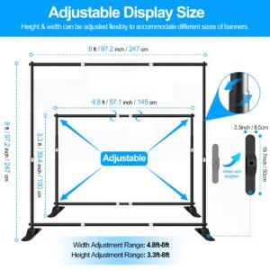 FUDESY 8x8 ft Backdrop Banner Stand, Heavy Duty Adjustable Background Stand Kit with Carrying Bag, Step and Repeat Photography Frame Stand for Trade Show Display Photo Booth Parties