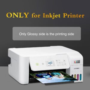 A-SUB Premium Photo Paper High Glossy 8.5x11 Inch 66lb for Inkjet Printers 50 Sheets,Single Sided