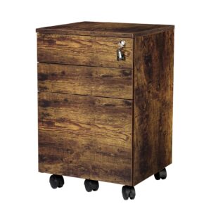 topsky 3 drawers wood mobile file cabinet fully assembled except castors (oak, 16.3x15.7x24.4)