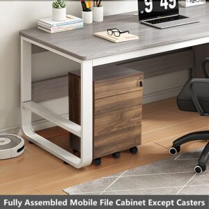 TOPSKY 3 Drawers Wood Mobile File Cabinet Fully Assembled Except Castors (Oak, 16.3x15.7x24.4)