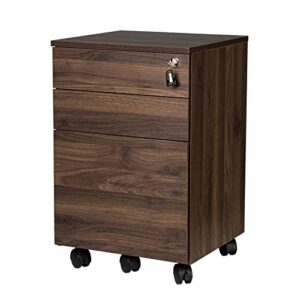 topsky 3 drawers wood mobile file cabinet fully assembled except castors (light walnut, 16.3x15.7x24.4)