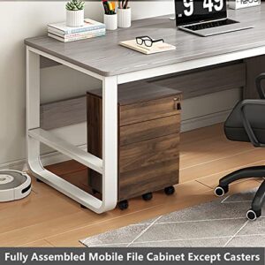 TOPSKY 3 Drawers Wood Mobile File Cabinet Fully Assembled Except Castors (Light Walnut, 16.3x15.7x24.4)