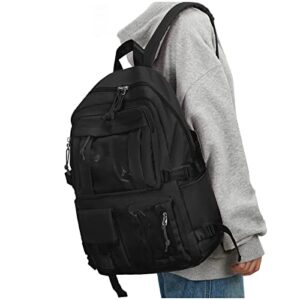 black school backpack for girls boys cute kawaii lightweight college high school bookbag for teens durable middle school students bags waterproof casual daypack for men women