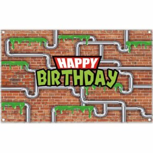 yriujul 96x60inch anime kids birthday backdrop cartoon ninja tortoise party banner water pipe red brick wall photography background photo props