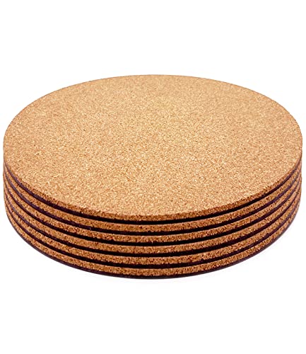 KITLAB Cork Plant Coasters, Double Layers 6 Inch Cork Planter Coaster, Absorbent Cork Plant Mats, Cork Plant Coasters for House Plants, 6 Pcs