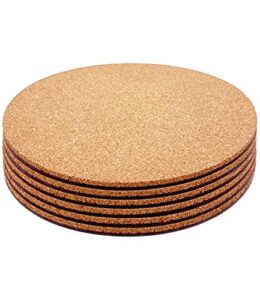 kitlab cork plant coasters, double layers 6 inch cork planter coaster, absorbent cork plant mats, cork plant coasters for house plants, 6 pcs