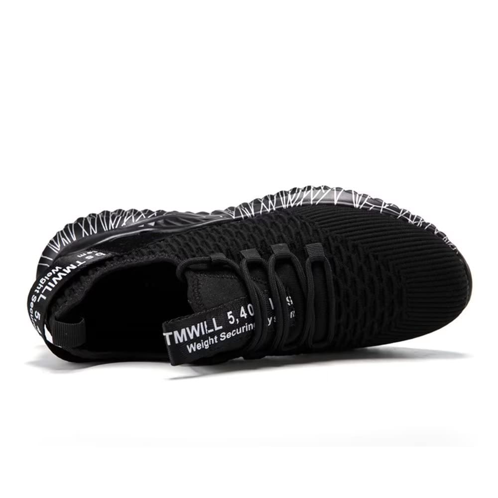 Jakcuz Unisex Slip on Walking Shoes Lightweight Breathable Mesh Running Fitness Gym Flats Fashion Sneakers for Women Men Black 46