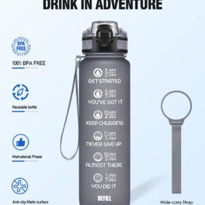 NOIFYS Motivational 32 oz/24 oz Water Bottle with Time Marker, Updated BPA Free Leak Proof Water Bottles With Fruit Strainer and Straw, Perfect For Fitness Gym Outdoor