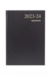 collins essentials academic 2023-24 a5 day to a page mid year diary planner (appointments) school, college or university term journal - july 2023 to july 2024 - black - essa51m.99-2324