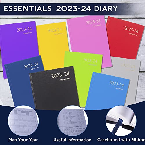 Collins Essentials Academic 2023-24 A5 Day to A Page Mid Year Diary Planner (Appointments) School, College or University Term Journal - July 2023 to July 2024 - Black - ESSA51M.99-2324