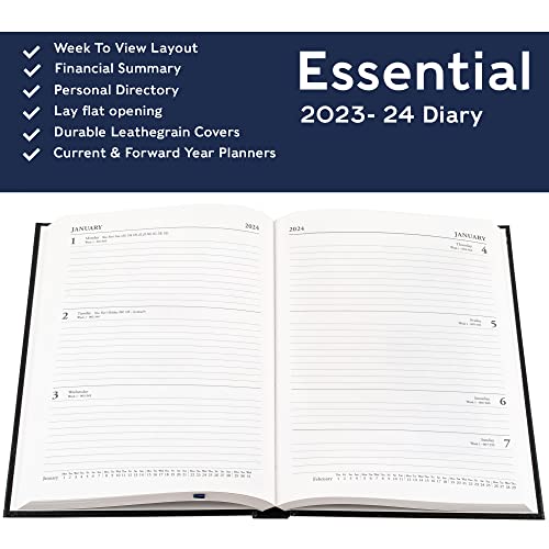 Collins Essentials Academic 2023-24 A5 Day to A Page Mid Year Diary Planner (Appointments) School, College or University Term Journal - July 2023 to July 2024 - Black - ESSA51M.99-2324