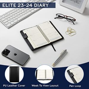 Collins Elite Academic 2023-24 Pocket Week to View Mid Year Diary Planner School, College or University Term Journal - July 2023 to July 2024 - Black - 1165VM.99-2324