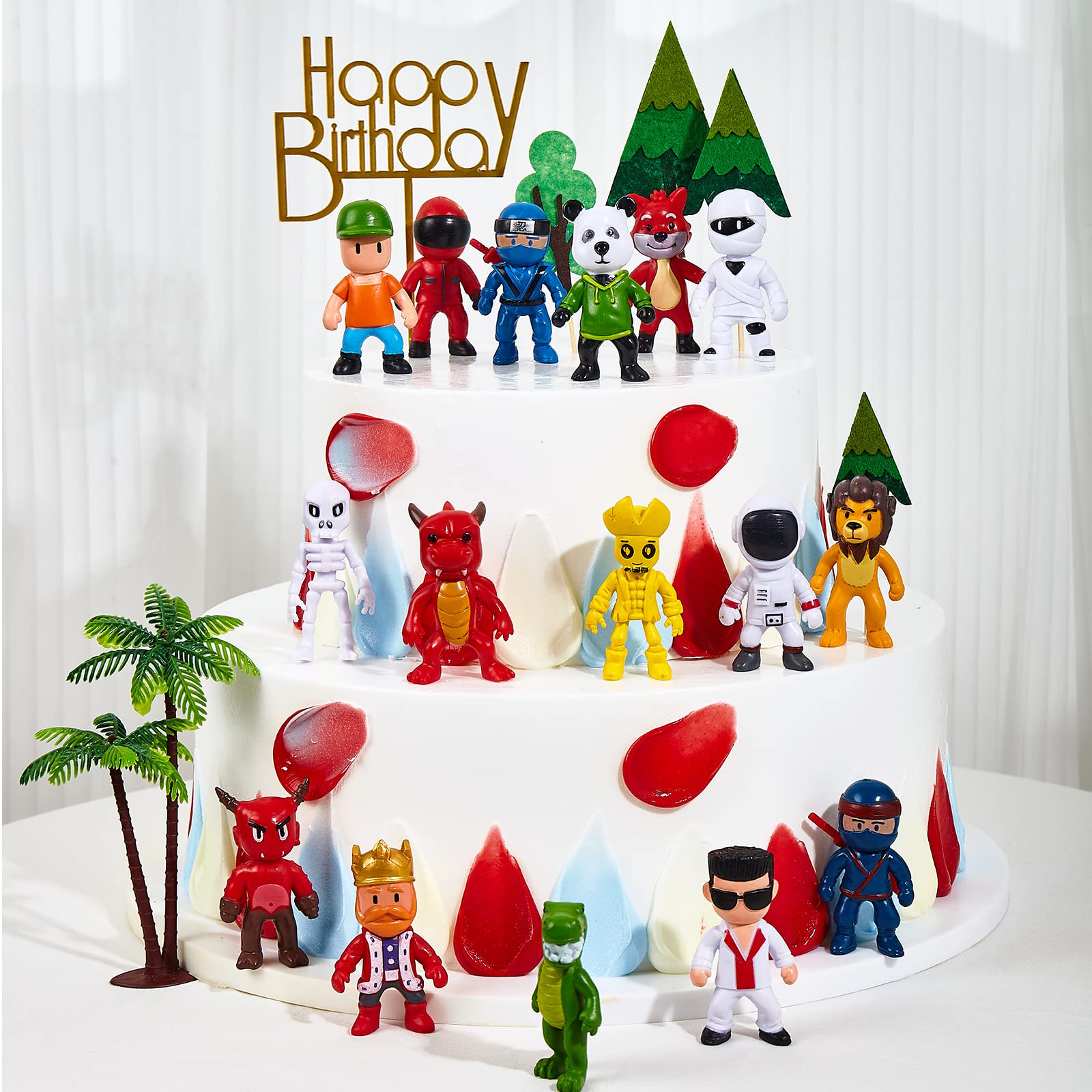 HOTPLACY 16pcs Stumble Guys Toys, 2.6 inches Stumble Guys Action Figures Kids Toys Cake Toppers Collection Playset