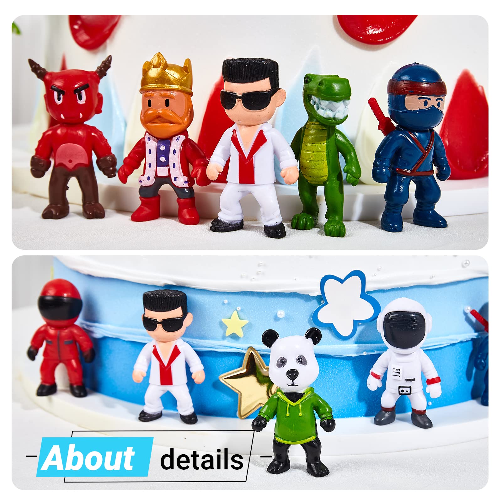 HOTPLACY 16pcs Stumble Guys Toys, 2.6 inches Stumble Guys Action Figures Kids Toys Cake Toppers Collection Playset