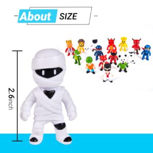 HOTPLACY 16pcs Stumble Guys Toys, 2.6 inches Stumble Guys Action Figures Kids Toys Cake Toppers Collection Playset