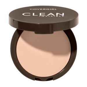 covergirl clean invisible pressed powder, lightweight, breathable, vegan formula, creamy natural 120, 0.38oz
