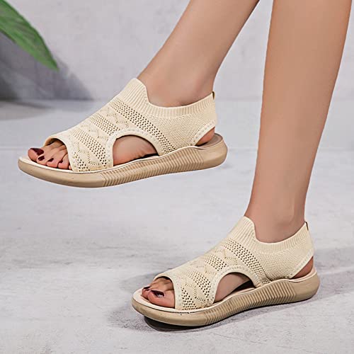 USYFAKGH Womens Slide Sandal Women Ladies Flat Roman Style Strap Flip Flops Sandals Casual Slip On Shoes