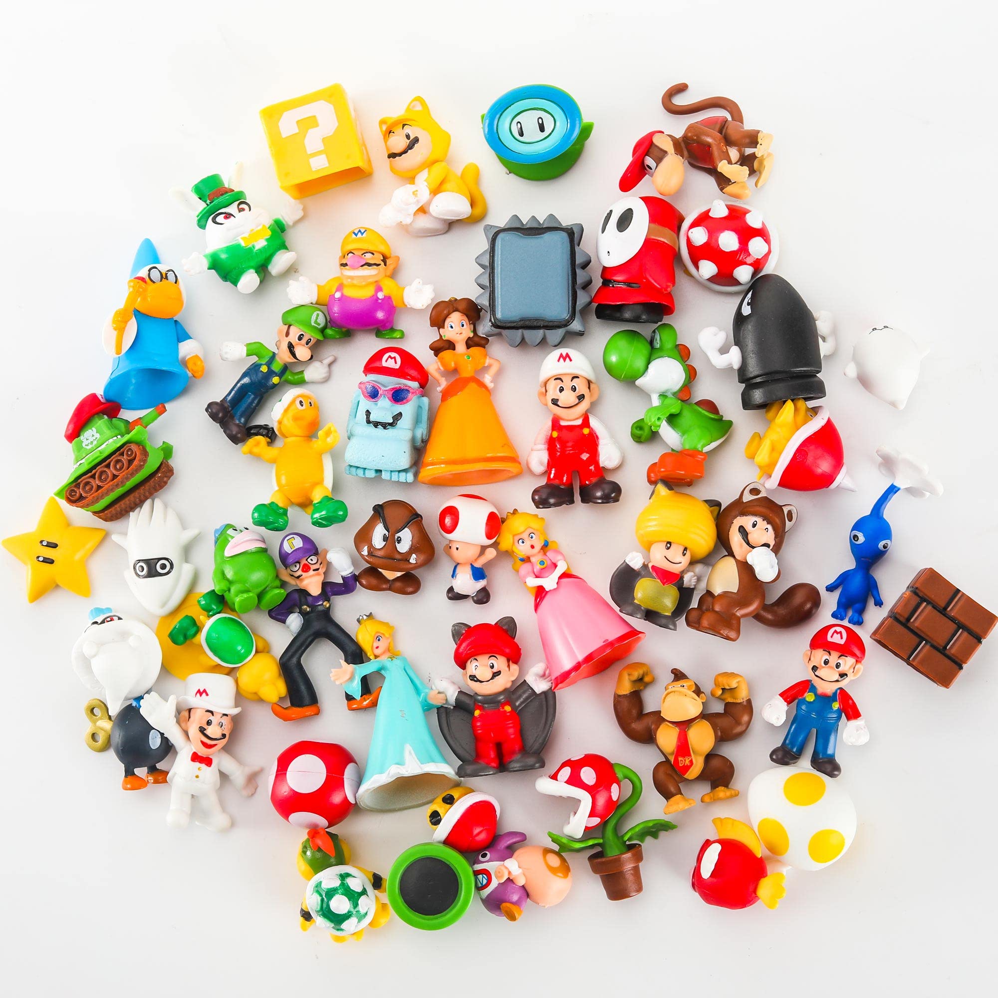 48pcs Super Bros Character Cake Toppers Figures Toys, Birthday Party Cupcake Decorations, Collection Playset 1.2 "- 2.8"