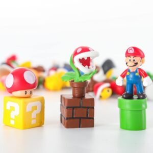 48pcs Super Bros Character Cake Toppers Figures Toys, Birthday Party Cupcake Decorations, Collection Playset 1.2 "- 2.8"