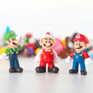 48pcs Super Bros Character Cake Toppers Figures Toys, Birthday Party Cupcake Decorations, Collection Playset 1.2 "- 2.8"