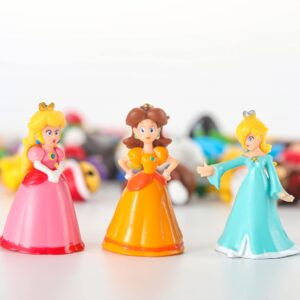 48pcs Super Bros Character Cake Toppers Figures Toys, Birthday Party Cupcake Decorations, Collection Playset 1.2 "- 2.8"