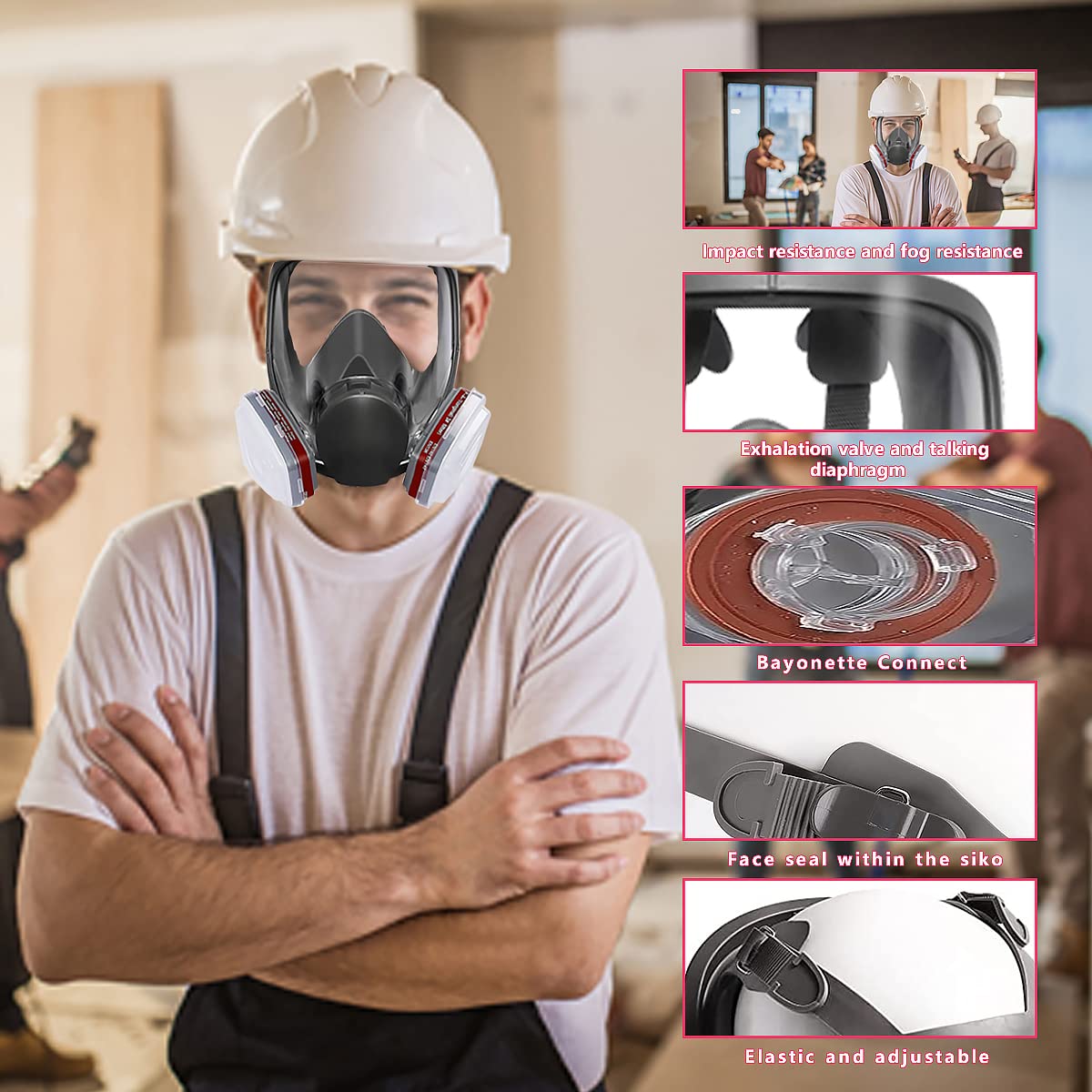 Ancyutri Full Face Respirator Mask,Reusable Organic Vapor Gas Cover,Ideal for Painting Spray,Epoxy Resin,Car Spraying,Dust,Polishing,Welding,Sanding,Cutting