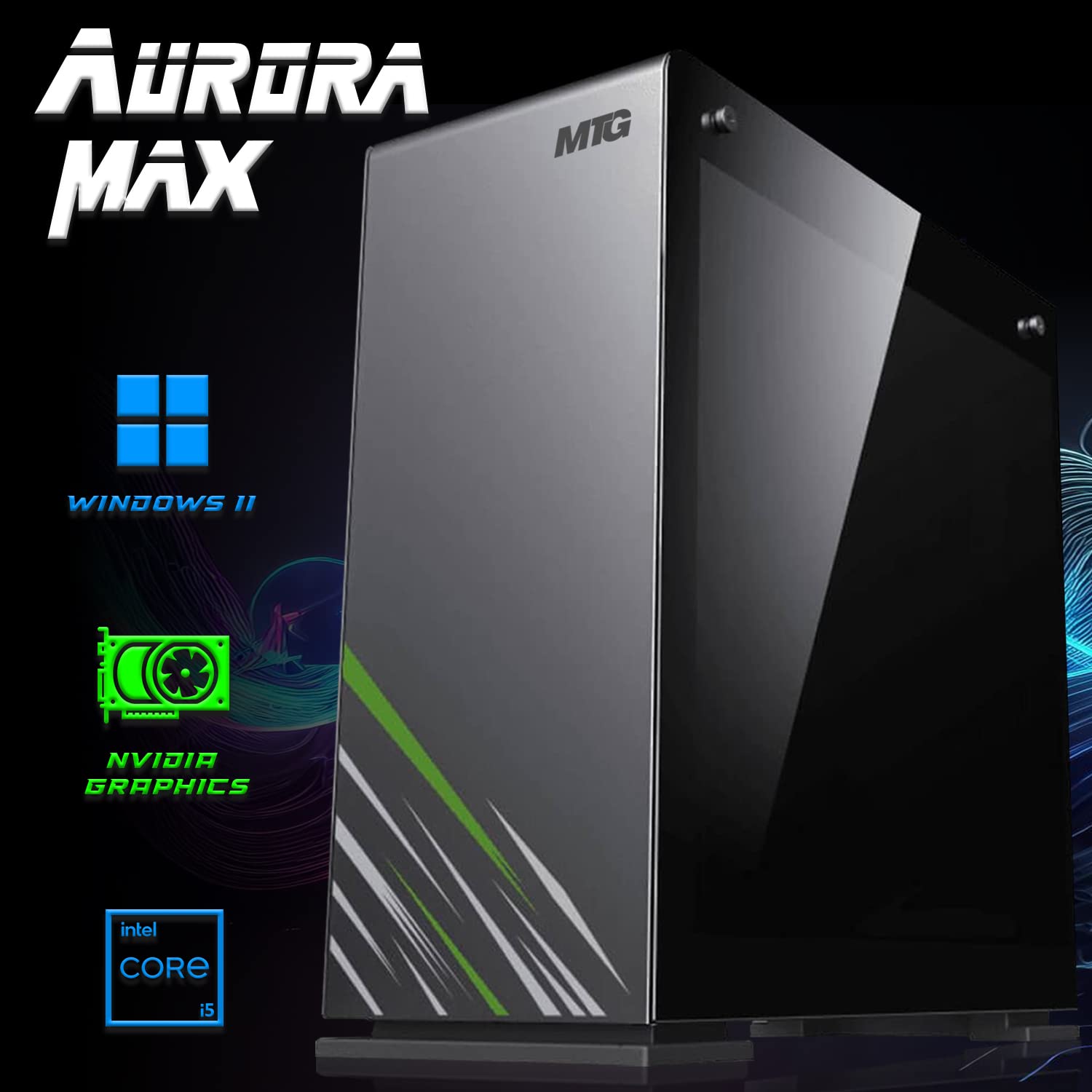 Aurora Max Gaming Tower PC- Intel i5 12th Gen, GTX 1660S 6GB 192bits, 32GB RGB Ram, 512GB Nvme, 2TB HDD, 27 Inch 165HZ Monitor, RGB Keyboard Mouse, Speaker, Liquid Cooling, Webcam, Win 11