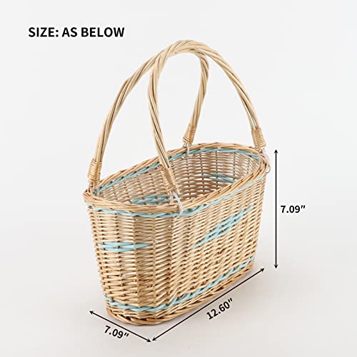 Wicker Woven Basket,Storage Basket with Handle,Large Storage Baskets for Fall Decor, Easter, Picnics, Gifts, Home Decor (Willow)