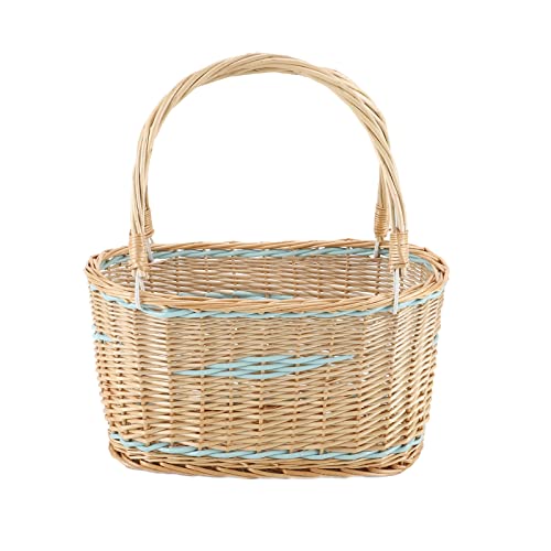 Wicker Woven Basket,Storage Basket with Handle,Large Storage Baskets for Fall Decor, Easter, Picnics, Gifts, Home Decor (Willow)