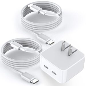 iphone 15 charger, 40w fast dual usb c charger adapter[mfi certified] 2port apple charger foldable plug with 2pcs usb-c to c/lightning fast charging cable for iphone 15/14/13/12/11,ipad pro/mini/air