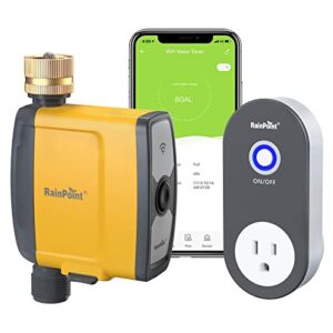 rainpoint wifi water timer, smart sprinkler timer hose timer wifi irrigation controller, wireless watering system valve, app & voice control, weather-based automatic rain delay, brass inlet