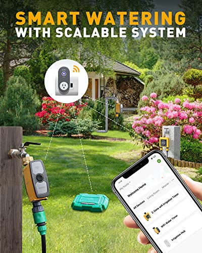 RAINPOINT WiFi Water Timer, Smart Sprinkler Timer Hose Timer WiFi Irrigation Controller, Wireless Watering System Valve, APP & Voice Control, Weather-Based Automatic Rain Delay, Brass Inlet