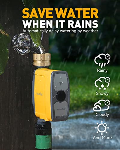 RAINPOINT WiFi Water Timer, Smart Sprinkler Timer Hose Timer WiFi Irrigation Controller, Wireless Watering System Valve, APP & Voice Control, Weather-Based Automatic Rain Delay, Brass Inlet