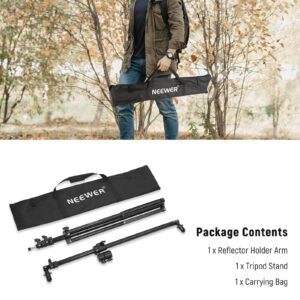 NEEWER Extendable Reflector Holder Arm with 6.6'/2m Stand & Bag, Photo Studio Telescopic 27.9” to 47.2” Boom Arm 360° Swivel Reflector Bracket for Product, Portrait, Studio & Outdoor Photography