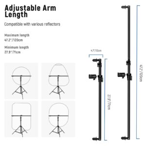 NEEWER Extendable Reflector Holder Arm with 6.6'/2m Stand & Bag, Photo Studio Telescopic 27.9” to 47.2” Boom Arm 360° Swivel Reflector Bracket for Product, Portrait, Studio & Outdoor Photography