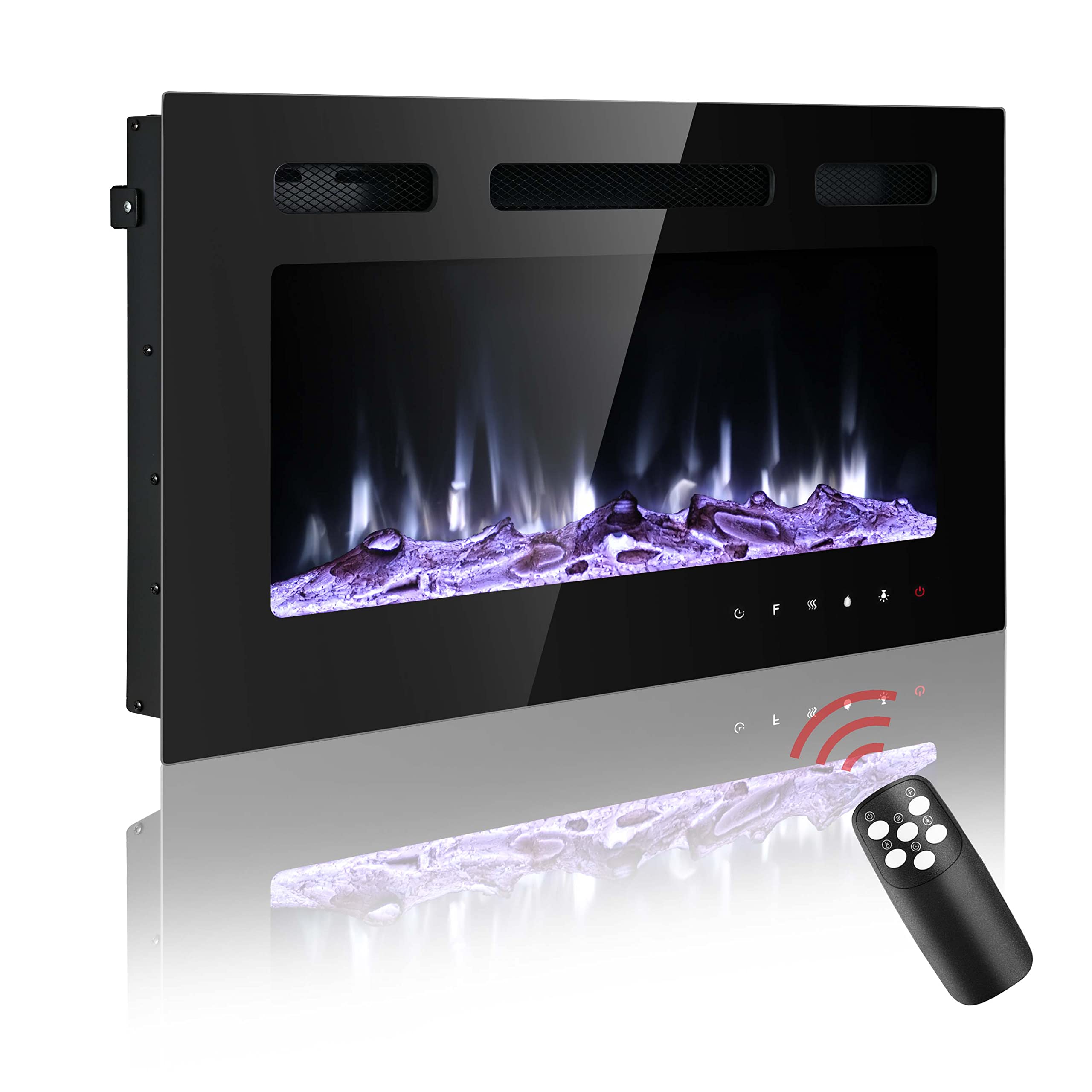 36 inch Electric Fireplace Wall Mounted, Led Fireplace, Wall Fireplace Electric with Remote Control, Electric Fireplace Inserts, Adjustable Flame Colors and Speed