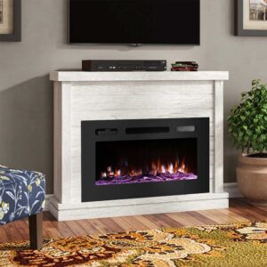 36 inch Electric Fireplace Wall Mounted, Led Fireplace, Wall Fireplace Electric with Remote Control, Electric Fireplace Inserts, Adjustable Flame Colors and Speed