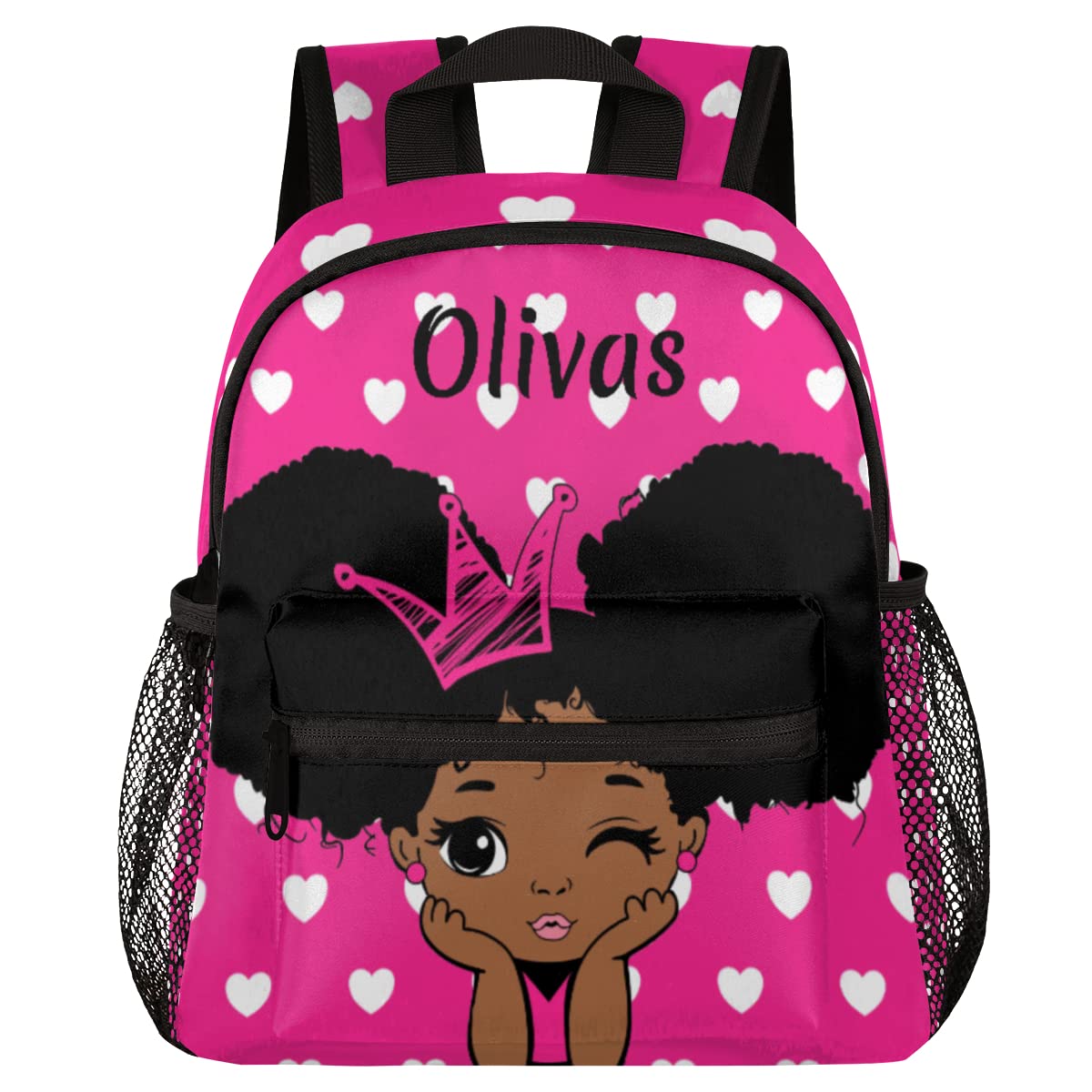 RIRIX Custom Toddler Backpack Personalized Backpack, Customized Kids Backpack Afro Girl School Bag Bookbag