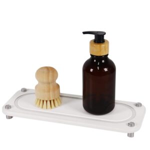kitchen kraft™ instant dry sink organizer - fast drying stone sink caddy - fast drying stone sink tray - drying stone for kitchen counter (white)