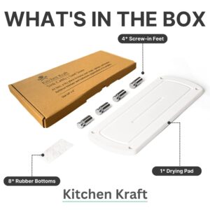 Kitchen Kraft™ Instant Dry Sink Organizer - Fast Drying Stone Sink Caddy - Fast Drying Stone Sink Tray - Drying Stone for Kitchen Counter (White)